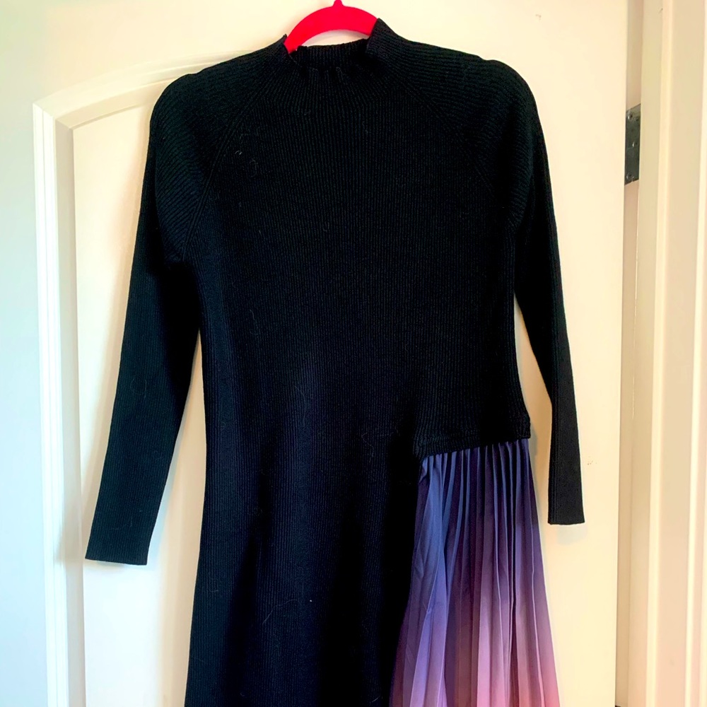 Chic wish black midi dress half skirt obre design.